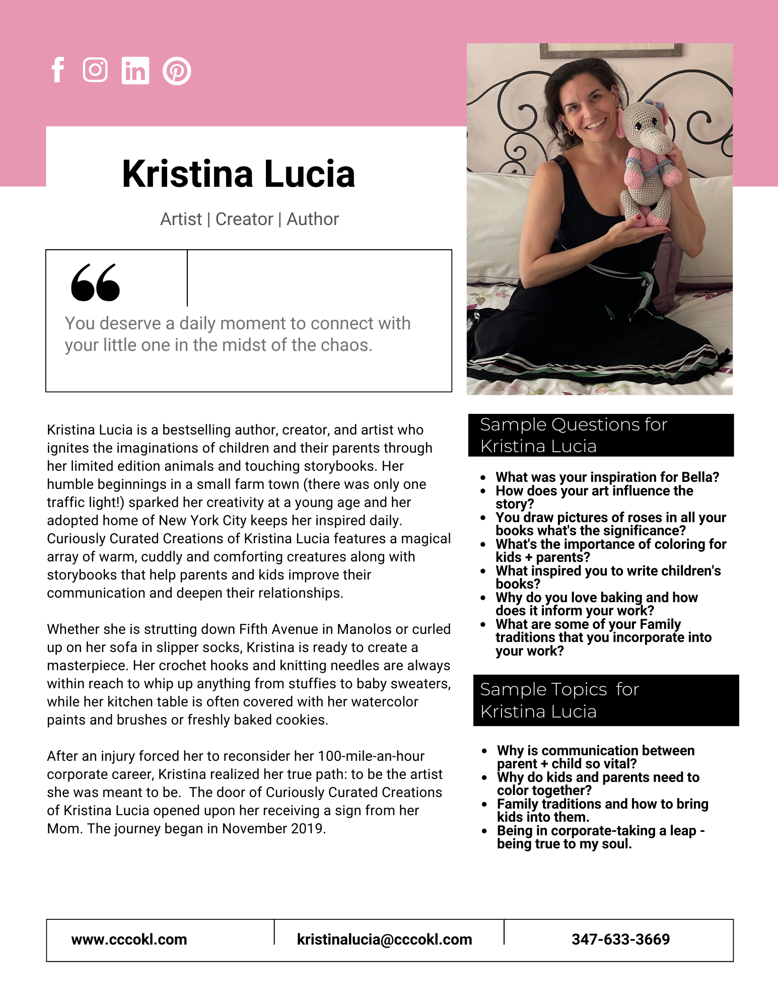 Speaker Information for Kristina Lucia — Curiously Curated Creations Of ...